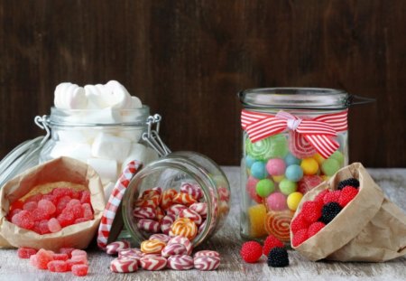 Candies - marshmallows, candies, assorted, sweets, jar