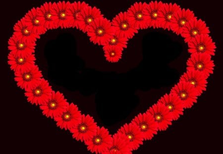 ♥ Red Daisy Heart ♥