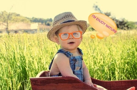 cute boy - enjoy, hat, field, smile, kids