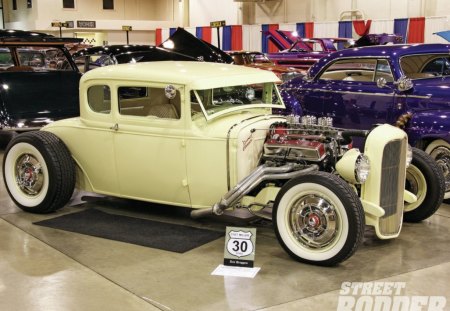 30 Coupe - classic, white walls, cream, hotrod