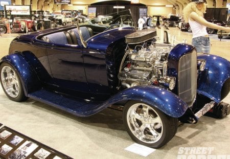 32 Ford Roadster - classic, hotrod, motor, blue