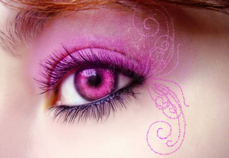 Something Pink - fantasy, eye, art, pink