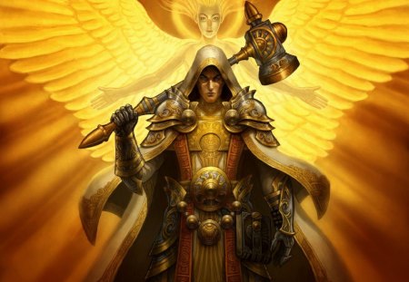 Keeper Of The Holy Word - monk, angel, armour, hammer, book