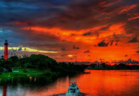 what a place - water, color, scenic, boat