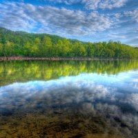 beautiful clear mirror lake hdr