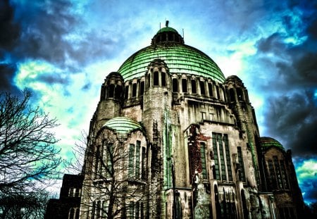 Old Church - autumn, cointe, god, gothic, weather, storm, element, lord, fall, build, cloud, memorial, architecture, roman, hdr, thunder, stormy, old, building, rain, winter, structure, liege, church, belgium, hurricane