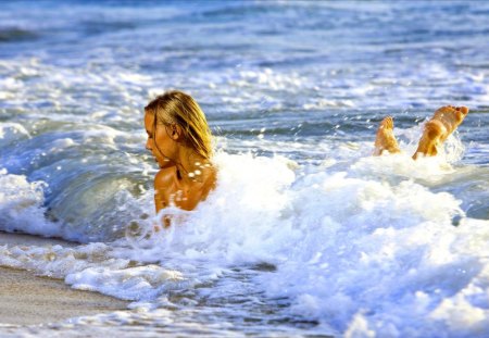 BEACH GIRL - beach, swim, girl, sea