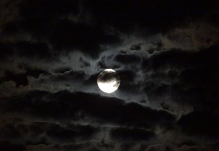 Moon Amongst the Clouds - moon, night, cloud, clouds