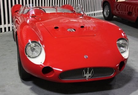 1956 maserati 300s - red, maserati, wheel, car