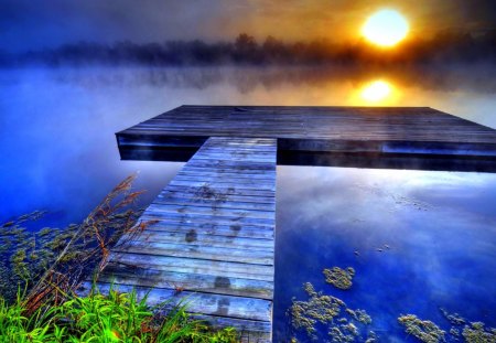 bruma en el lago - water, lake, grass, sun