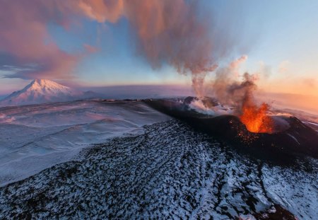 volcanic eruption - fire, eruption, mountain, volcanic