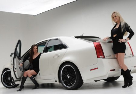 Cadillac CTS - girls, white, cadillac, photo, cars