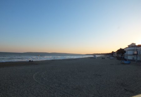 sunset on the beach - beach, sky, sun, water, sunset, on, waves, the, blue, sand, sea