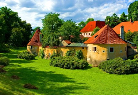 Remains of old town - greenery, trees, town, romantic, beautiful, spring, lovely, village, nature, ancient, view, old, cabins, cottages, nice