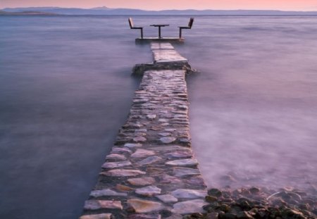 middle of the sea - pier, middle, stone, sea