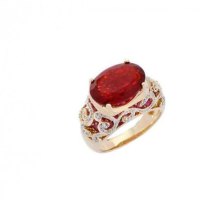 RED FIRE OPAL RUBY AND DIAMONDS RING