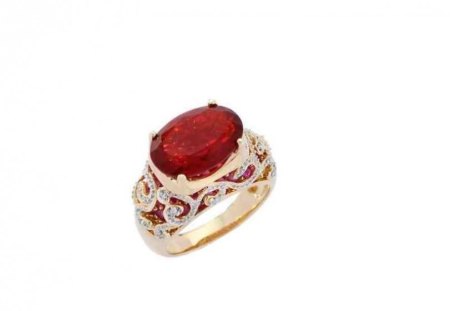 RED FIRE OPAL RUBY AND DIAMONDS RING - ring, fire opal, big, for my friend nicole95