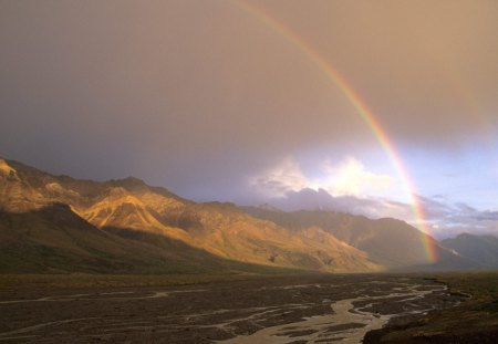 Rainbow Over The Toklat Valley  Alaska Range  Denali National Park  Alaska - landscapes, nature