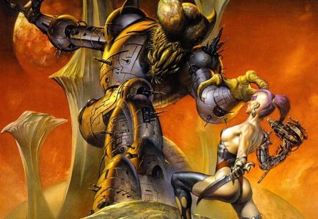 Boris Vallejo (Cyborg Command) - woman, lady, girl, female, boris vallejo, cyborg, fantasy