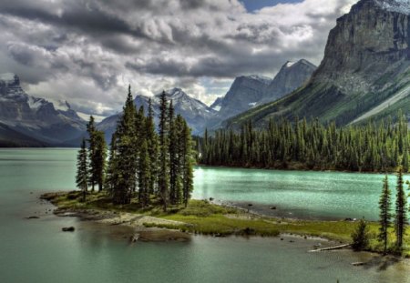 LITTLE ISLAND - island, clouds, hills, trees