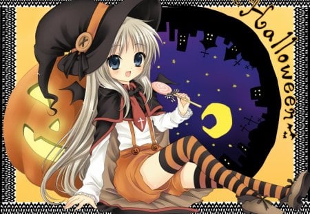 Noumi in Cosplay - witch, noumi, anime little busters, cosplay, halloween, pumpkin