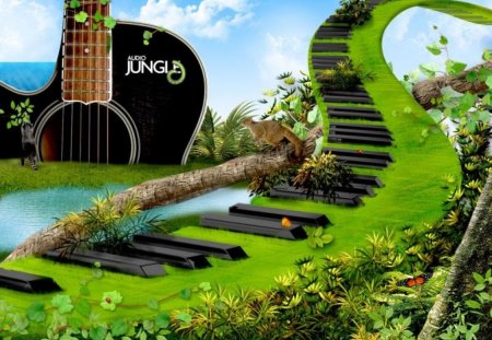 Audio Jungle  - keyboard road, guitar, music, guitar mountain, fantasy, abstract, cool, audio, jungle, green, keyboard