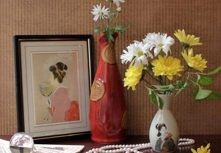 Still Life - flowers, photo, vase, white