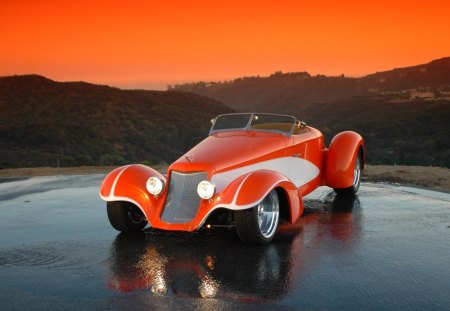 Hot Rod - funny, oldtimer, sunset, old