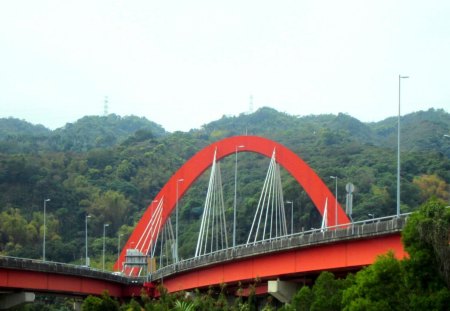 Bridge - landscape, bright color, Bridge, orange color