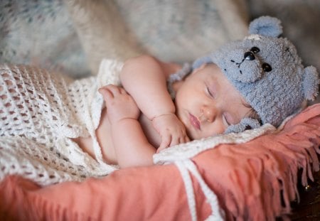 *** The blue bear cap *** - kid, people, children, baby, child, kids