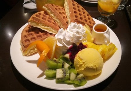 breakfast - fun, entertainment, waffles, breakfast, foods, fruits