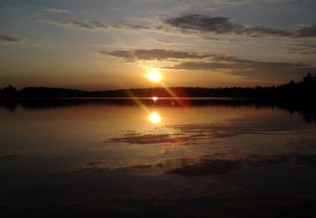 ~~; Sunset ;~~ - trees, sunset, eels lake, night time