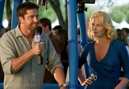 The ugly truth (2009) - actress, blonde, actor, katherine heigl, girl, blue, the ugly truth, movie, gerard butler, woman, man