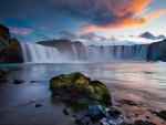 great waterfalls at sunset