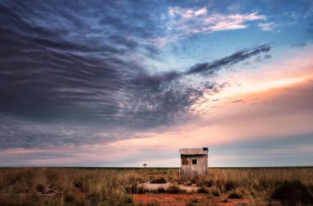 The Old Weightbridge - clouds, grass, desert, blue