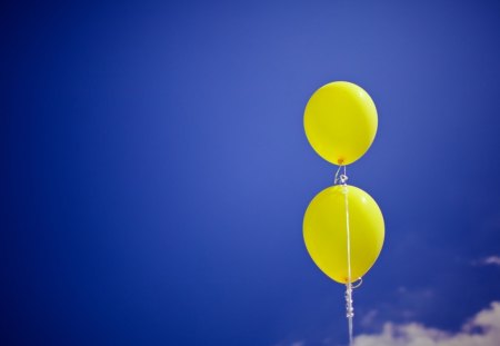 Yellow ballons - yellow, skies, ballon, blue