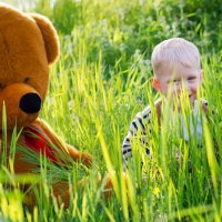 Teddy bear and boy