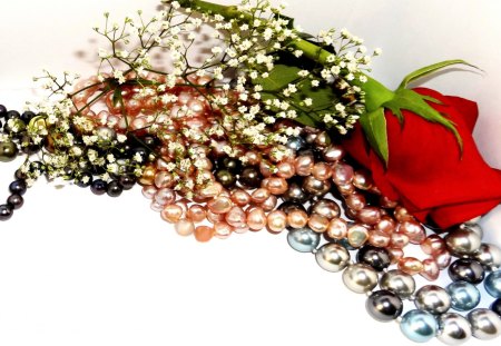 FOR HER - pearls, woman, beads, rose, gift