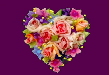 flower heart - colors, wallpaper, flowers, heart