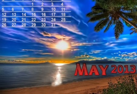 May is here . - beach, palms, may, sunset