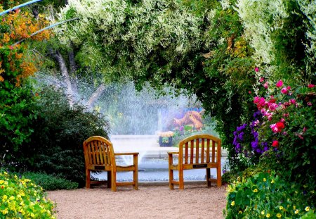 GARDEN CHAIRS - arch, park, chairs, garden