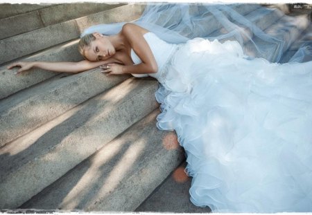 Bride - bride, white, woman, model, dress, blonde