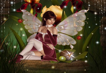 IRIS - WAND, WINGS, FAIRY, FEMALE, MAGIC, FLOWERS