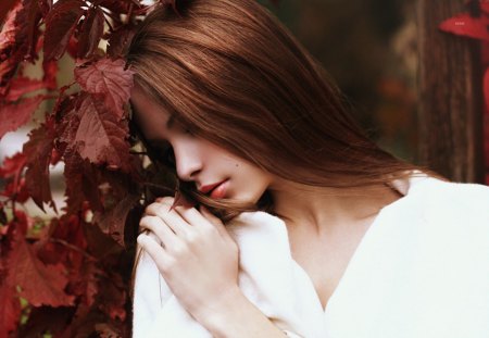 Lonely - woman, red hair, lonely, model