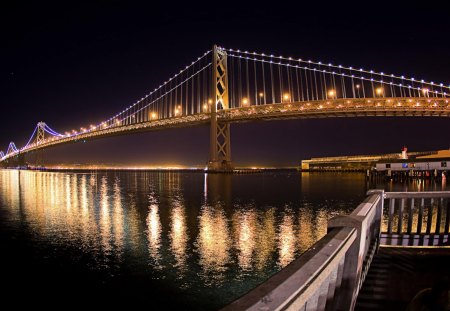 Night Bridge - beautiful bridge, Night Bridge, bridge night, bridge lights, bridge