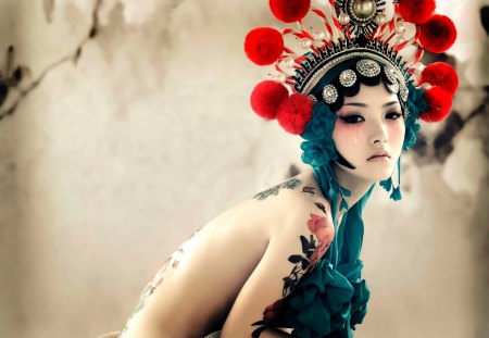 ORINTAL TATTOOED GIRL - tattoo, oriental, girl, game