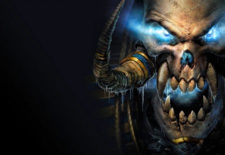 THE DEMON - skull, art, game, blue