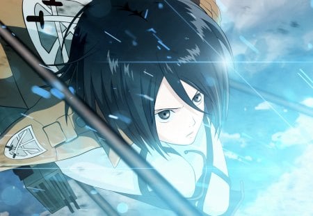 Mikasa - attack, anime, titan, girl, fight, mikasa