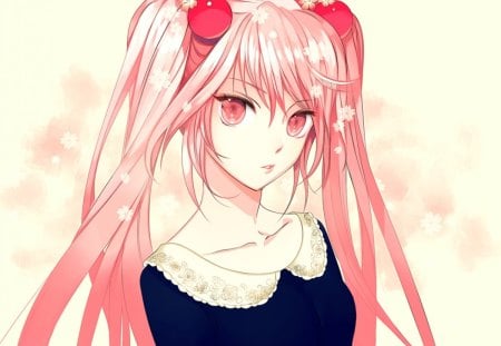 ~Sakura Miku~ - pretty, cherries, anime, vocaloid, long hair, pink eyes, flowers, pink hair, Sakura Miku