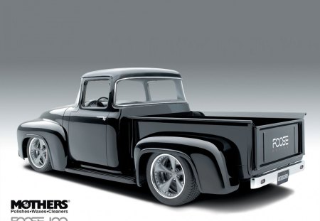 56-F 100 Ford - classic, truck, black, foose